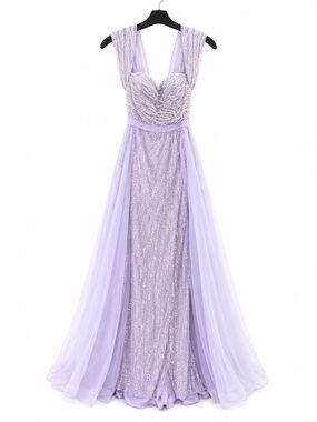 Catwalk 10265 Lavender Beaded Evening Gown